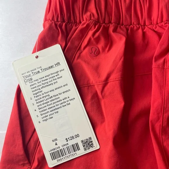 Lululemon Your True Trouser NWT High Rise Crop 4 Carnation Red Lululemon $128